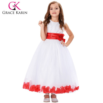 Grace Karin Sleeveless Blume verzierte Blumenmädchen Prinzessin Party Kleid 2 ~ 12 Jahre CL008936-1